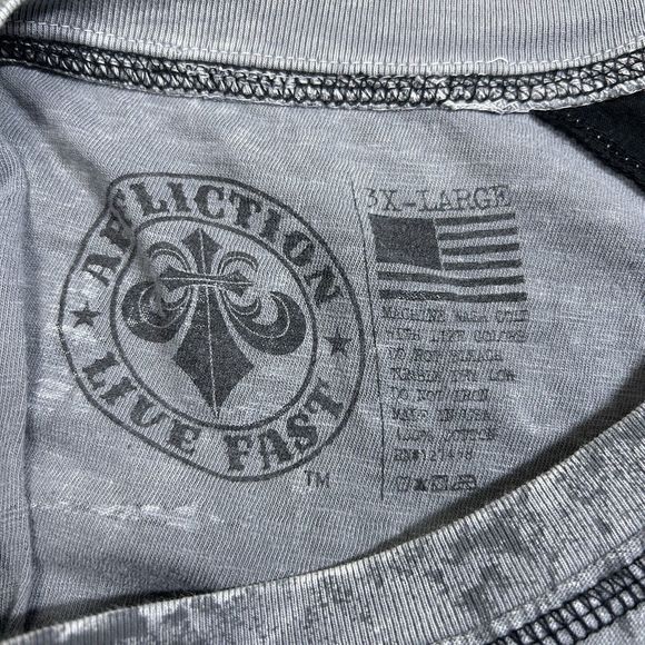 Affliction Shirt Men’s 3XL Gray Live Fast Graphic Biker Y2K - Picture 7 of 7